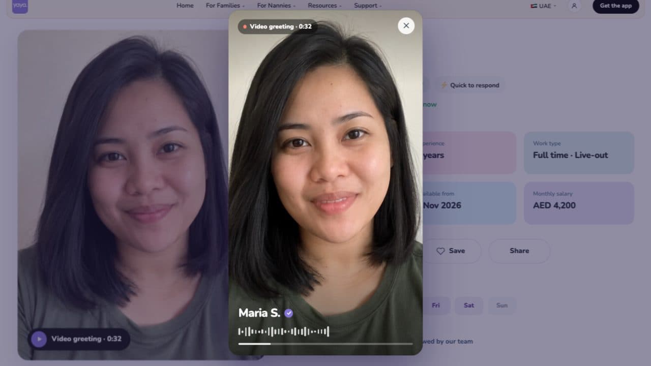 A family searching for a nanny in the Yaya app