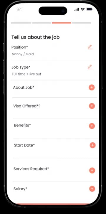 Yaya app job registration form